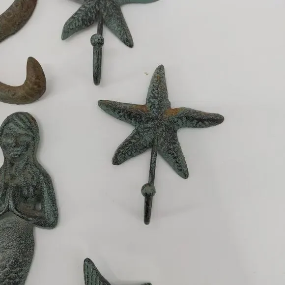 Bath Metal Coastal Mermaid Starfish Green Distressed 7 pcs - Picture 12 of 16